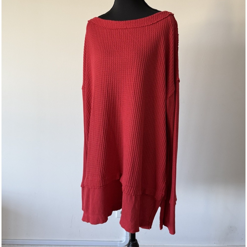 Free People We the Free Thermal Waffle Knit Long Sleeve Boho Hippie Size Medium